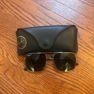 Ray-Ban Black and Gold Square Sunglasses